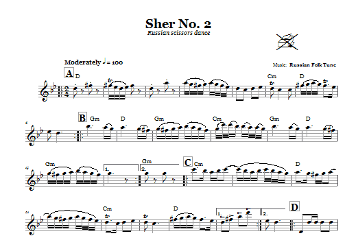 Russian Folk Tune Sher No. 2 (Russian Scissors Dance) sheet music notes and chords arranged for Lead Sheet / Fake Book
