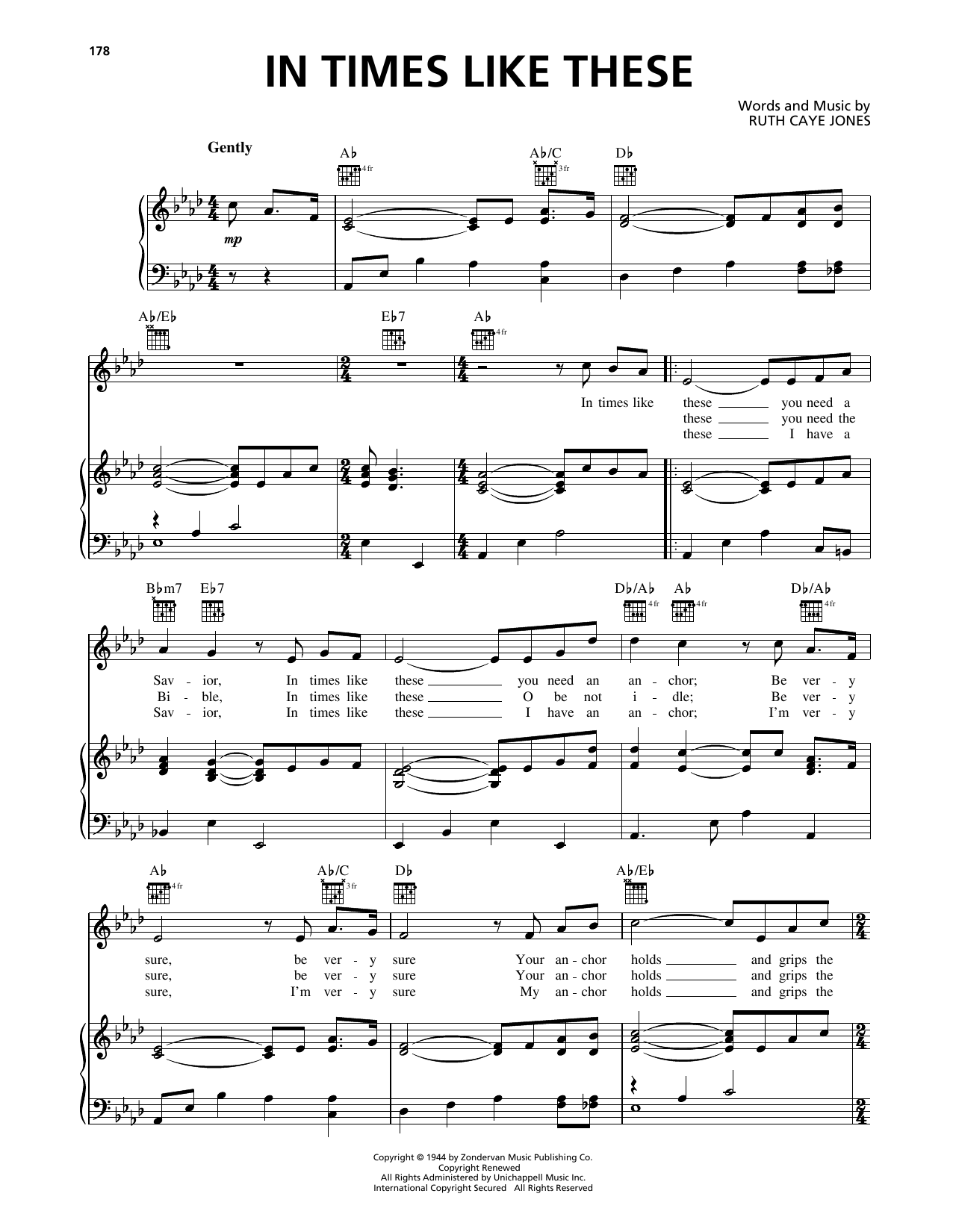 Ruth Caye Jones In Times Like These Sheet Music And Chords For Easy Piano Download Pdf Score 2