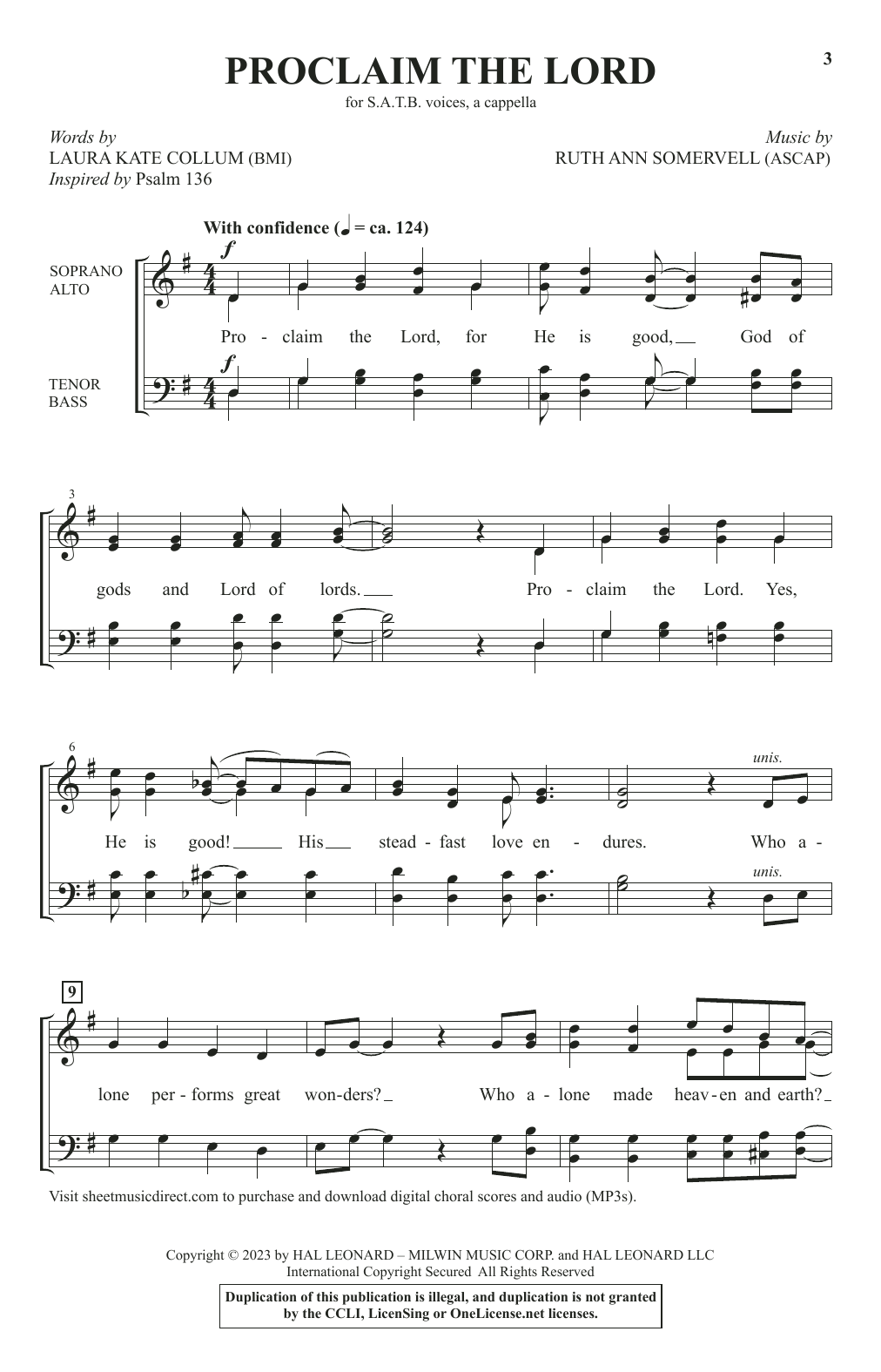 Learn to play Ruth Ann Somervell Proclaim The Lord sheet music for SATB Choir in minutes. Price: 3.9900$ Ruth Ann Somervell Proclaim The Lord sheet music notes and chords arranged for SATB Choir