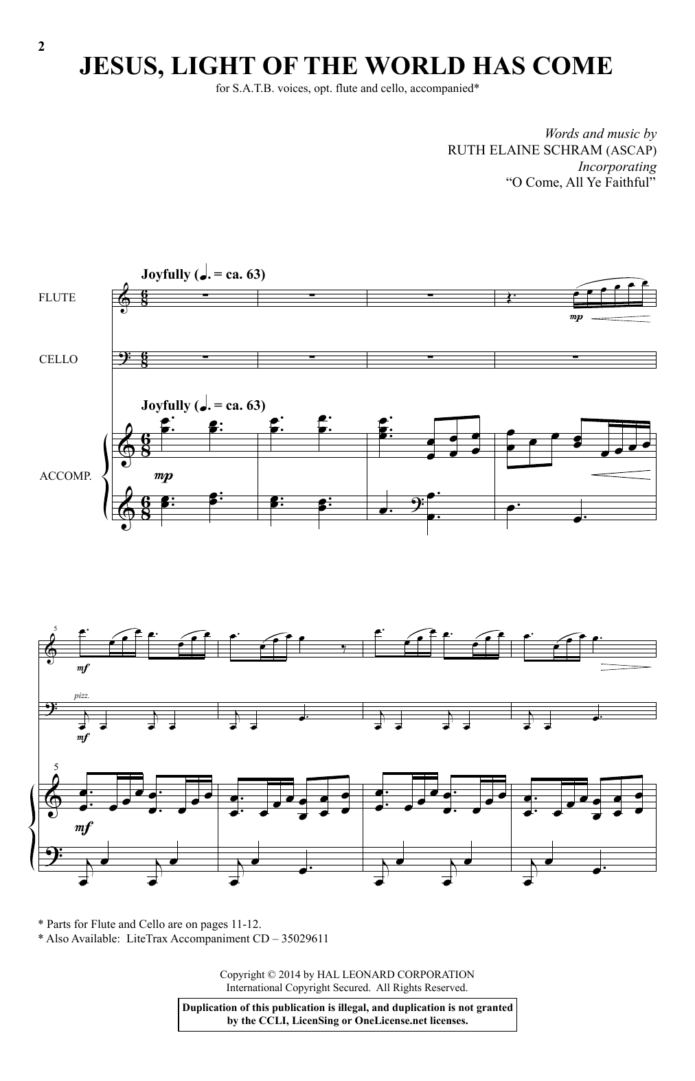 Learn to play Ruth Elaine Schram Jesus, Light Of The World Has Come sheet music for SATB Choir in minutes. Price: 3.9900$ Ruth Elaine Schram Jesus, Light Of The World Has Come sheet music notes and chords arranged for SATB Choir