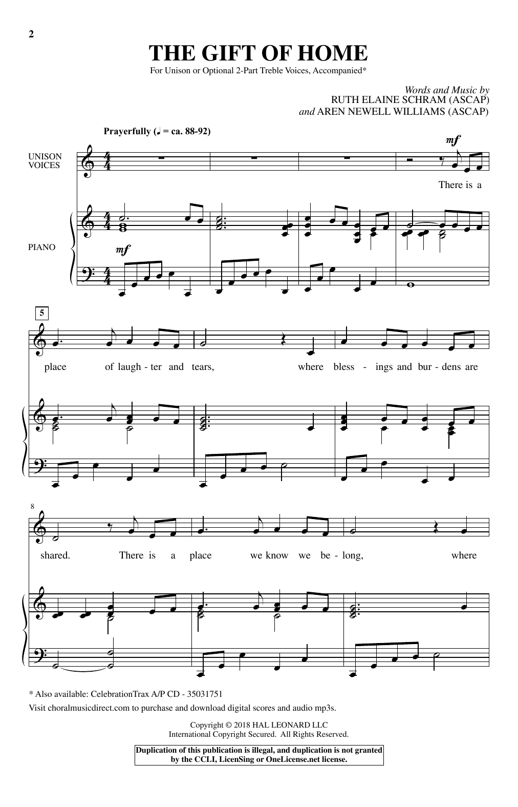 Learn to play Ruth Elaine Schram The Gift Of Home sheet music for Unison Choir in minutes. Price: 3.9900$ Ruth Elaine Schram The Gift Of Home sheet music notes and chords arranged for Unison Choir