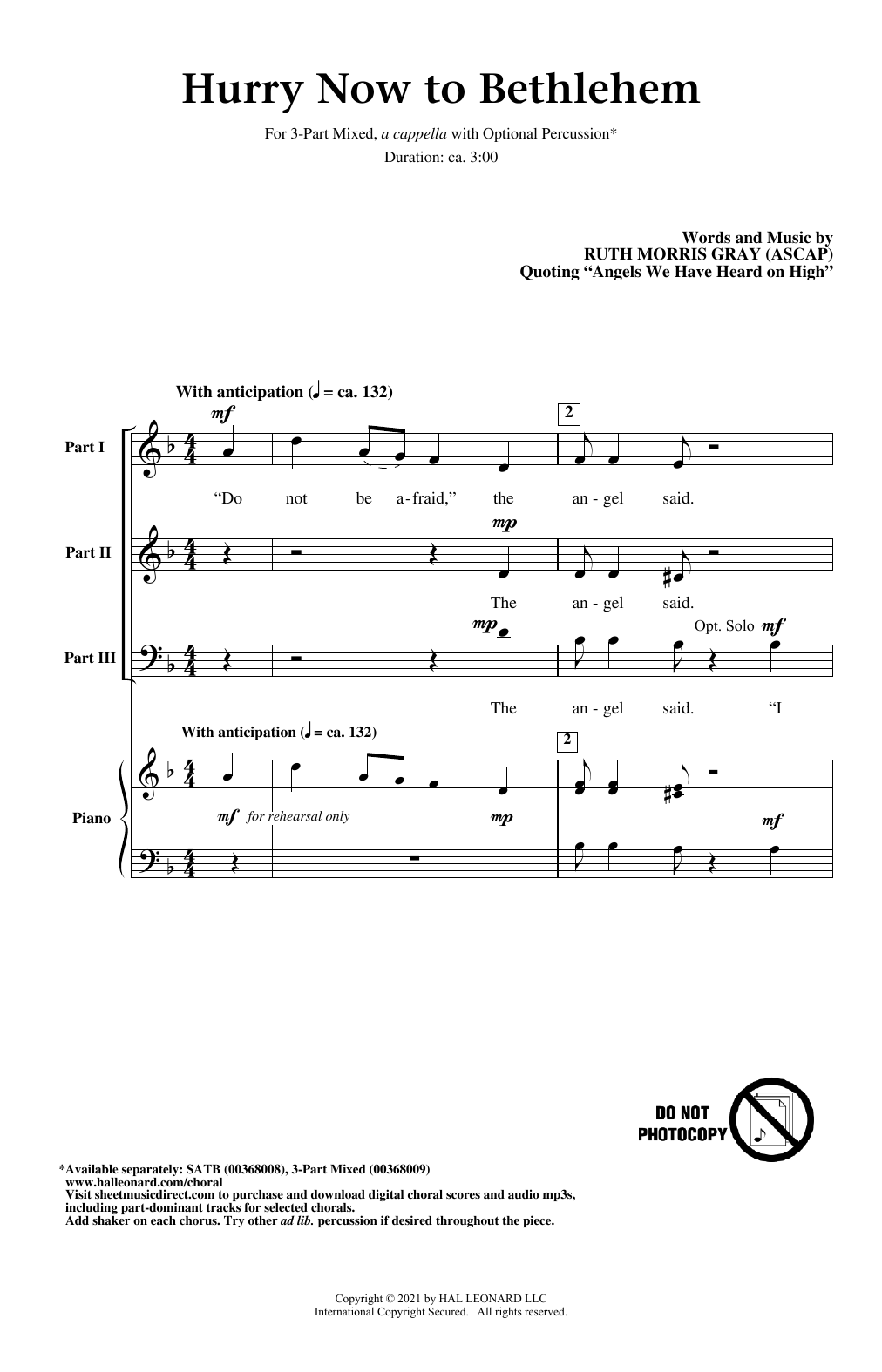 Learn to play Ruth Morris Gray Hurry Now To Bethlehem (quoting Ruth Morris Gray Hurry Now To Bethlehem (quoting