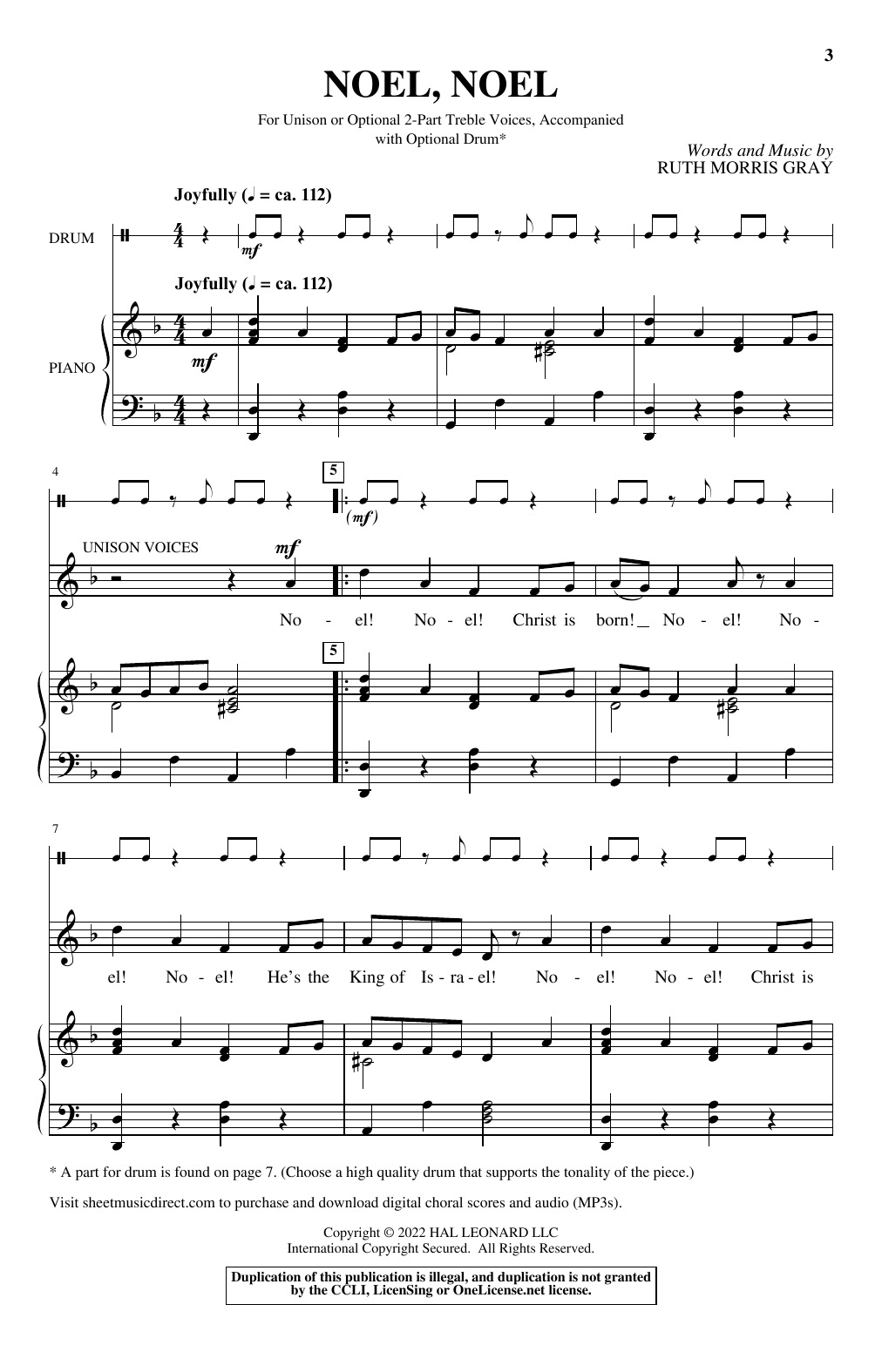 Learn to play Ruth Morris Gray Noel, Noel sheet music for Unison Choir in minutes. Price: 3.9900$ Ruth Morris Gray Noel, Noel sheet music notes and chords arranged for Unison Choir