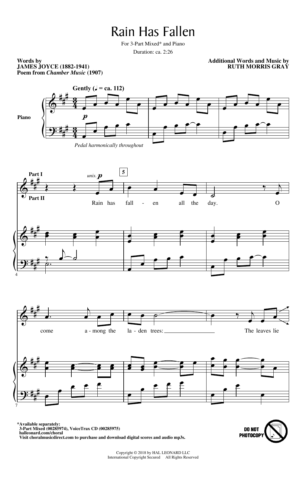Learn to play Ruth Morris Gray Rain Has Fallen sheet music for 3-Part Mixed Choir in minutes. Price: 3.9900$ Ruth Morris Gray Rain Has Fallen sheet music notes and chords arranged for 3-Part Mixed Choir