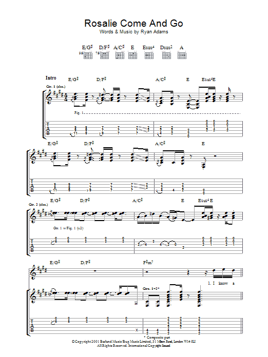 Learn to play Ryan Adams Rosalie Come And Go sheet music for Guitar Tab in minutes. Ryan Adams Rosalie Come And Go sheet music notes and chords. Download Printable PDF.