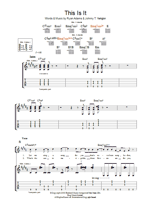 Ryan Adams This Is It sheet music notes and chords. Download Printable PDF.