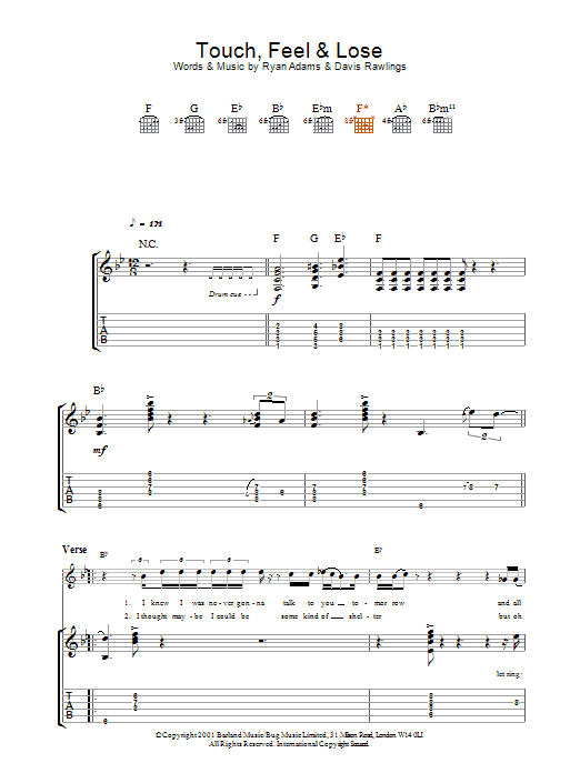 Ryan Adams Touch, Feel & Lose sheet music notes and chords. Download Printable PDF.