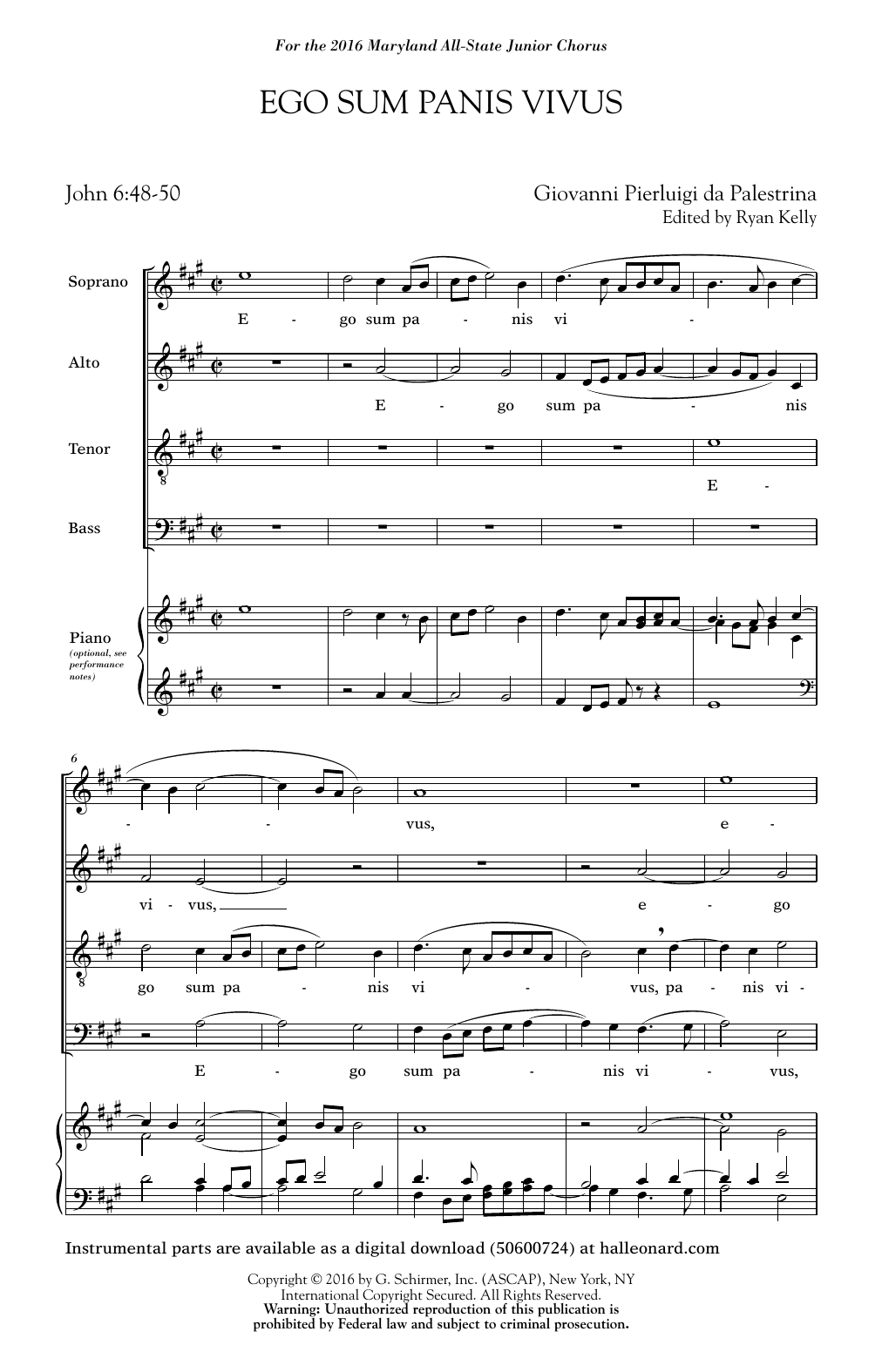 Learn to play Ryan Kelly Ego Sum Panis Vivus (ed. Ryan Kelly) sheet music for SATB Choir in minutes. Price: 3.9900$ Ryan Kelly Ego Sum Panis Vivus (ed. Ryan Kelly) sheet music notes and chords arranged for SATB Choir