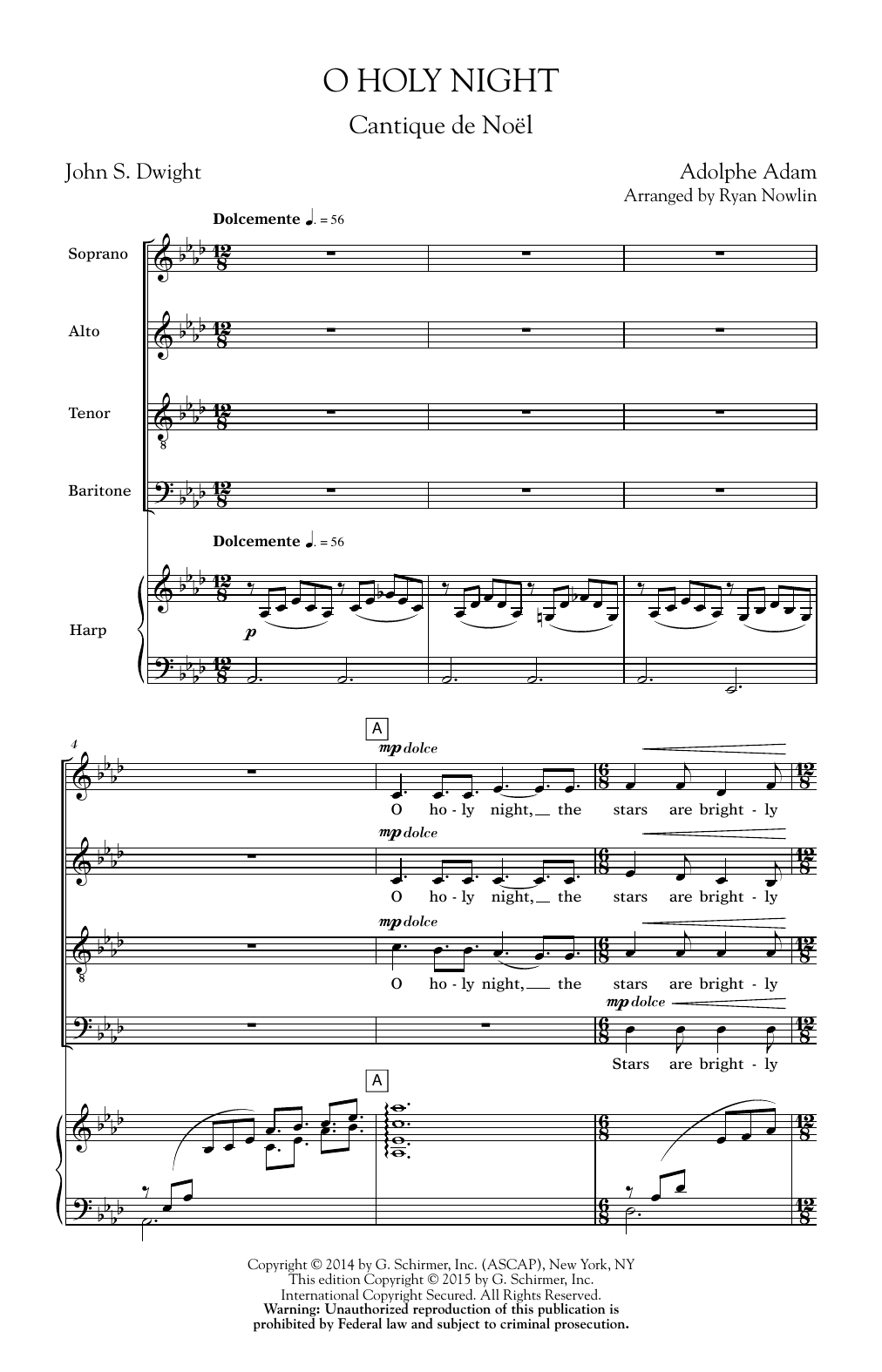 Adolphe Adam O Holy Night (arr. Ryan Nowlin) sheet music notes and chords. Download Printable PDF.