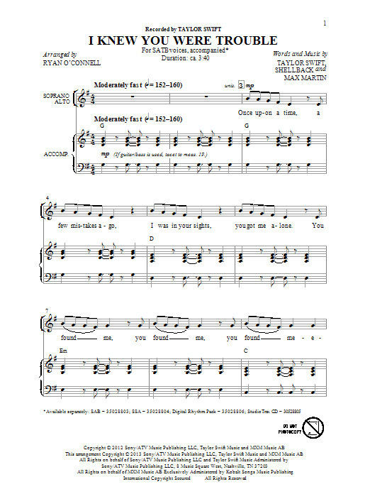 Song Worksheet: I Knew You Were Trouble (Simple Past)