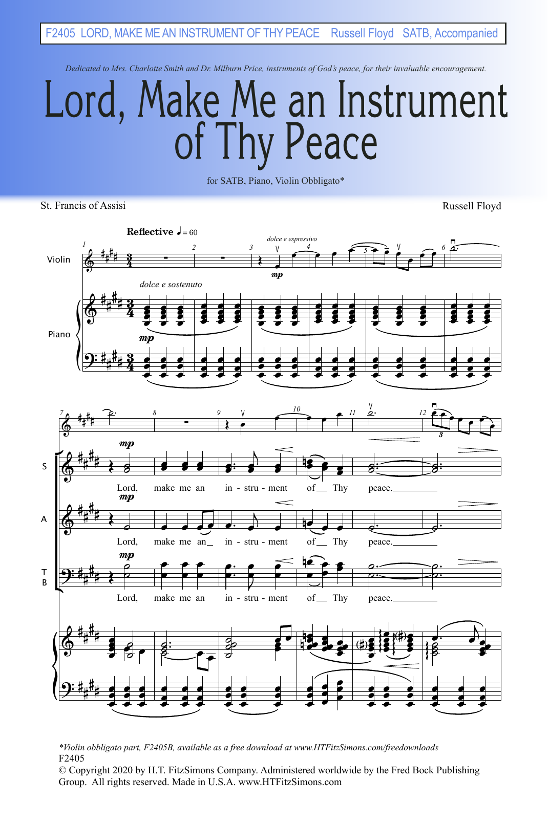 Learn to play S. Russell Floyd, III Lord, Make Me An Instrument Of Thy Peace sheet music for SATB Choir in minutes. Price: 3.9900$ S. Russell Floyd, III Lord, Make Me An Instrument Of Thy Peace sheet music notes and chords arranged for SATB Choir
