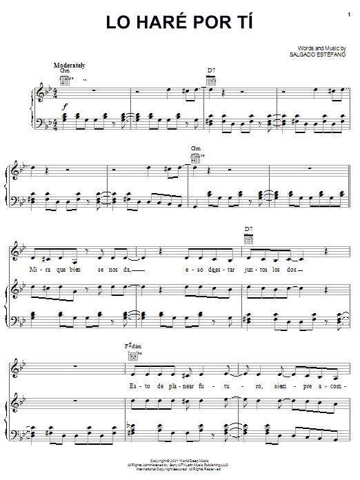 Learn to play Salgado Estefano Lo Hare Por Ti sheet music for Piano, Vocal & Guitar (Right-Hand Melody) in minutes. Salgado Estefano Lo Hare Por Ti sheet music notes and chords