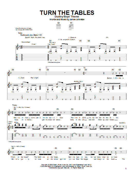 Saliva Turn The Tables sheet music notes and chords. Download Printable PDF.