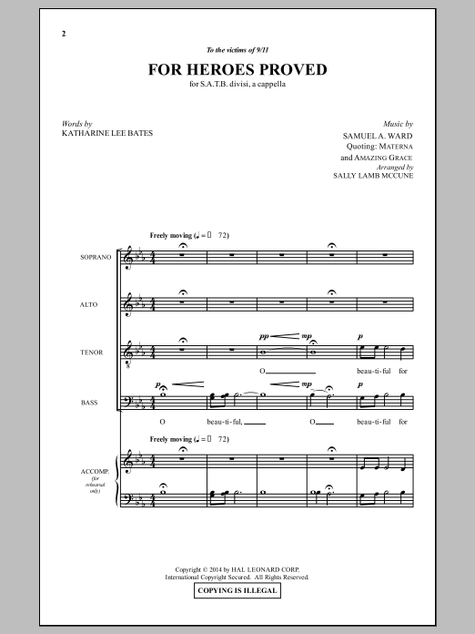 Learn to play Sally Lamb McCune For Heroes Proved sheet music for SATB Choir in minutes. Price: 3.9900$ Sally Lamb McCune For Heroes Proved sheet music notes and chords arranged for SATB Choir