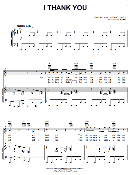 Sam & Dave I Thank You sheet music for Piano, Vocal & Guitar (Right-Hand Melody) in minutes. Price: 7.8900$ Sam & Dave I Thank You sheet music notes and chords. Download Printable PDF.