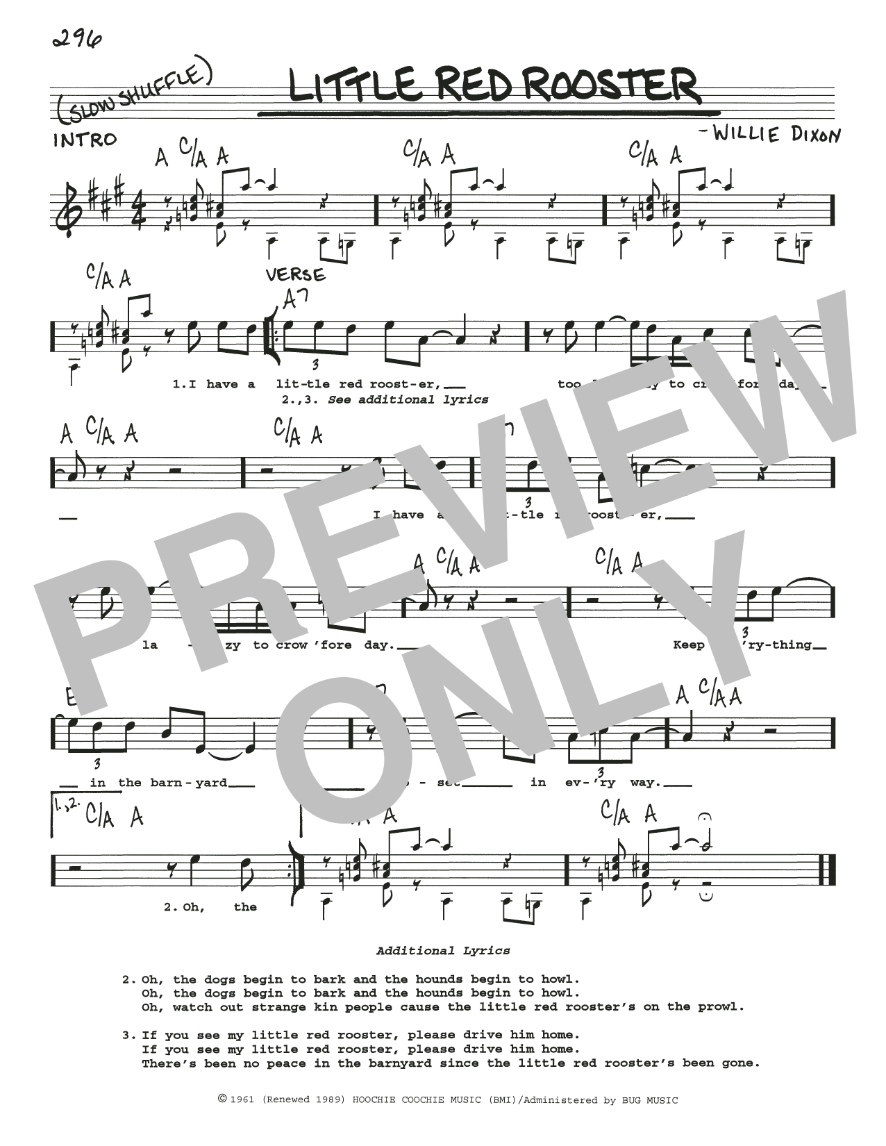 Sam Cooke Little Red Rooster sheet music notes and chords. Download Printable PDF.