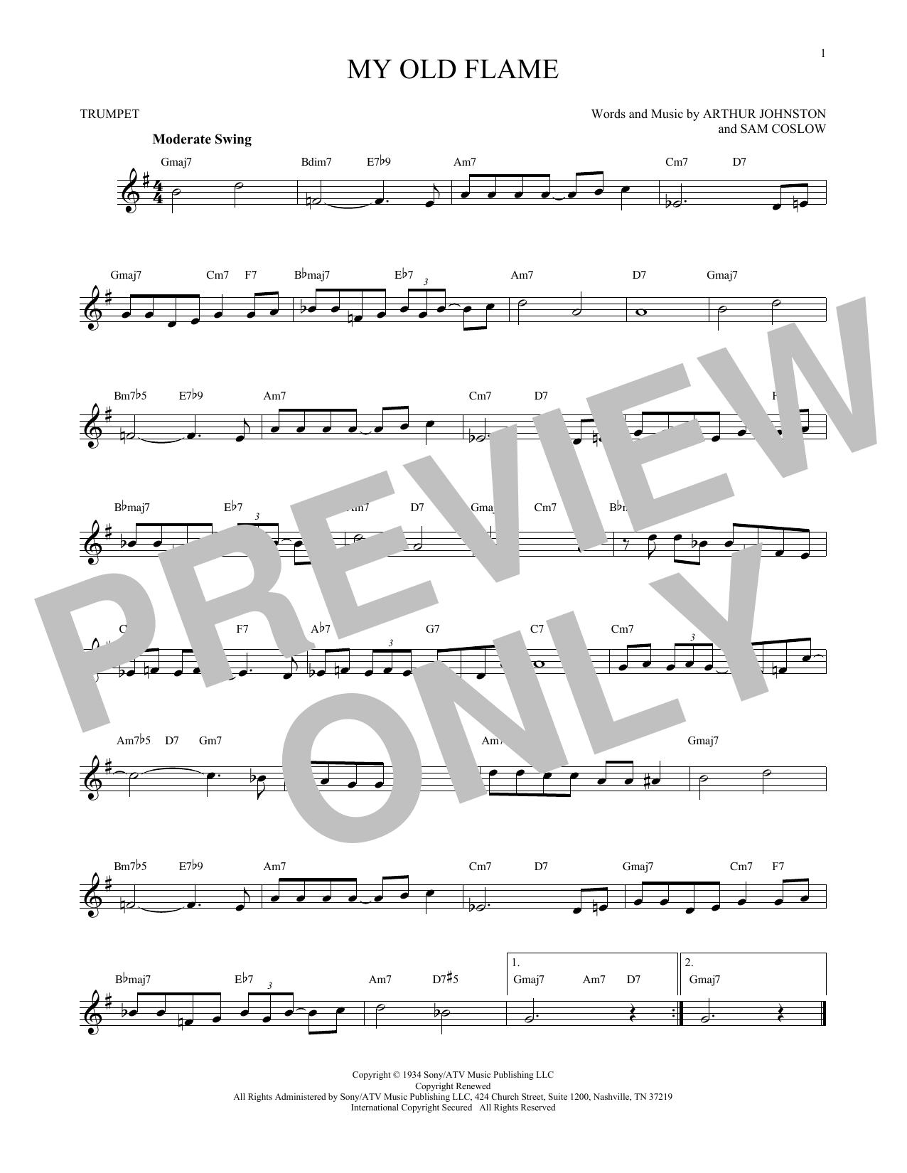 Sam Coslow My Old Flame sheet music notes and chords. Download Printable PDF.