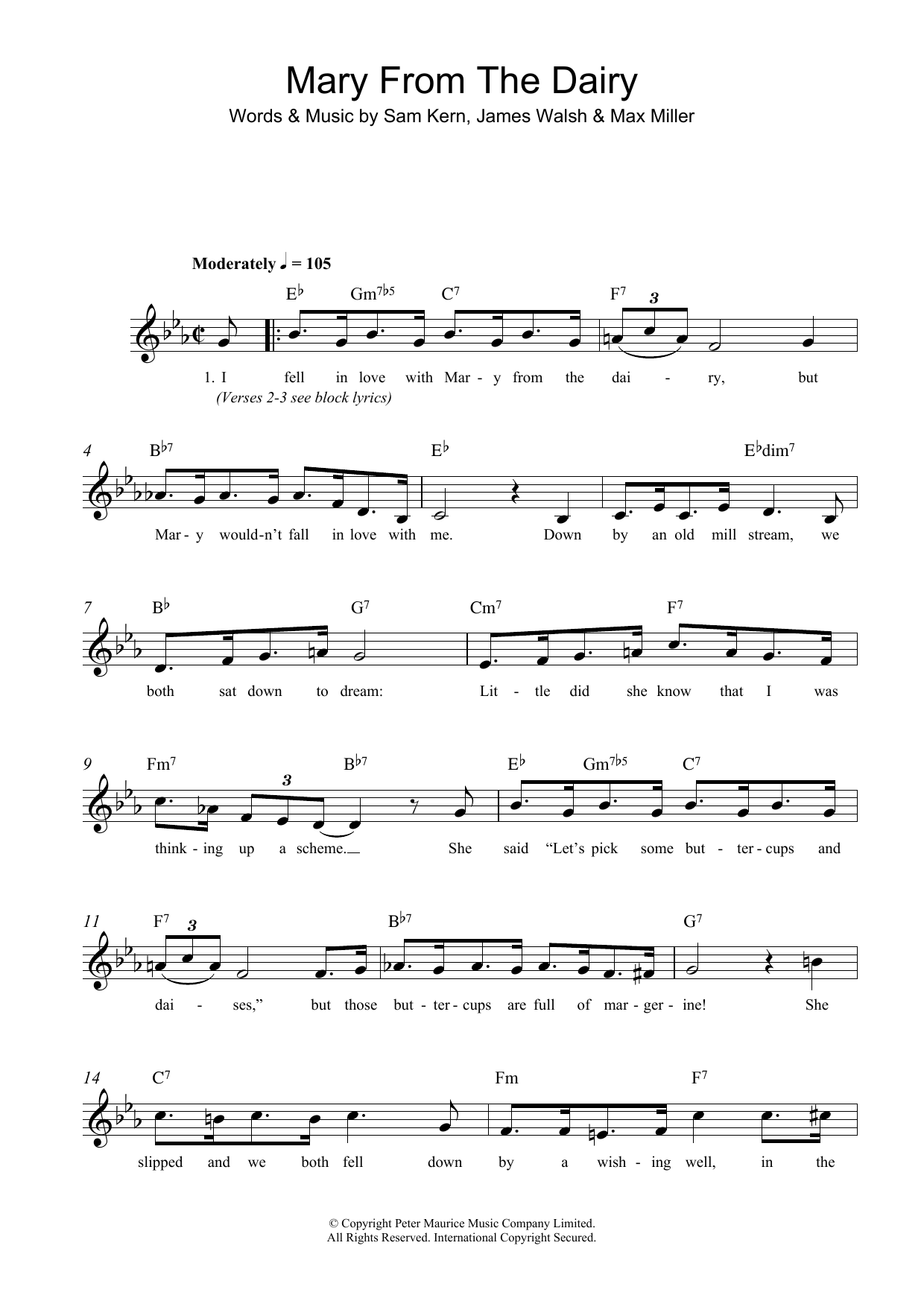 Learn to play Sam Kern Mary From The Dairy sheet music for Lead Sheet / Fake Book in minutes. Price: 5.9900$ Sam Kern Mary From The Dairy sheet music notes and chords arranged for Lead Sheet / Fake Book