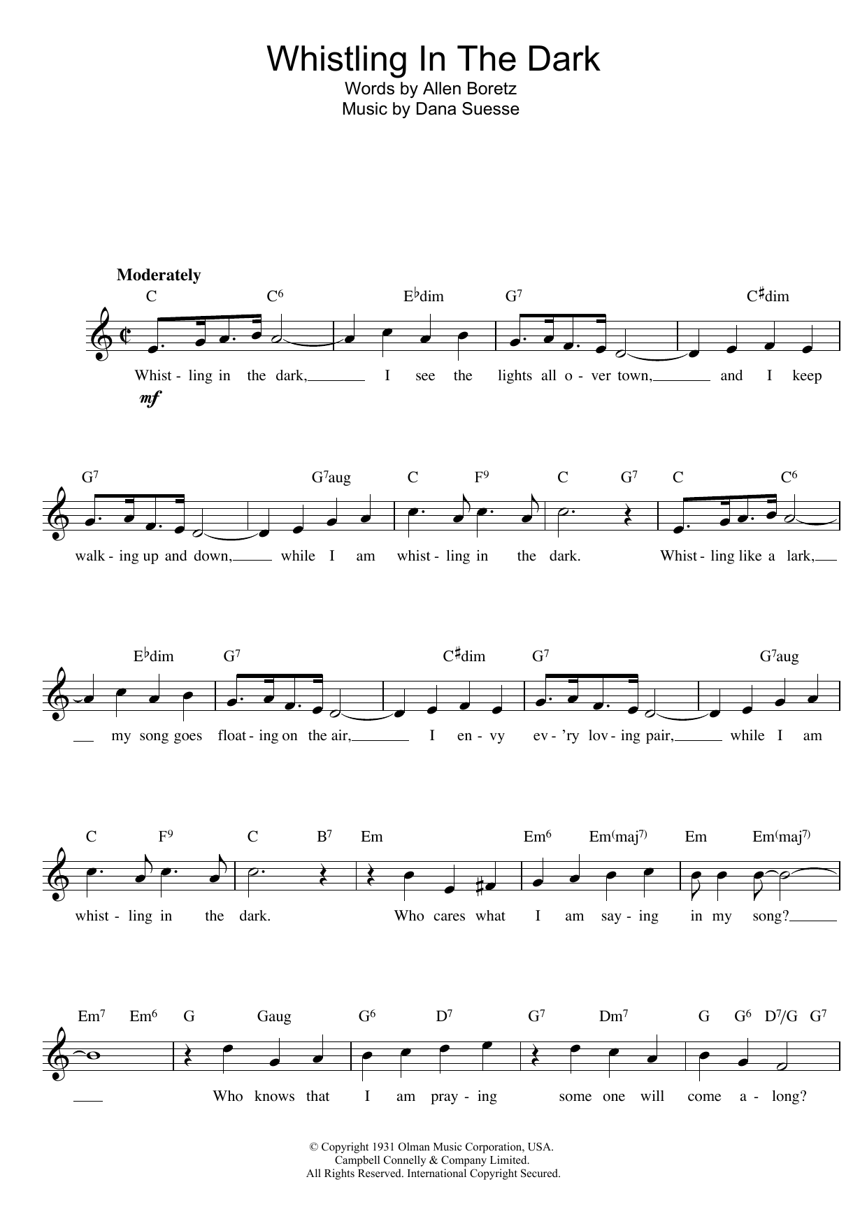 Learn to play Sam Lanin Whistling In The Dark sheet music for Lead Sheet / Fake Book in minutes. Sam Lanin Whistling In The Dark sheet music notes and chords. Download Printable PDF.
