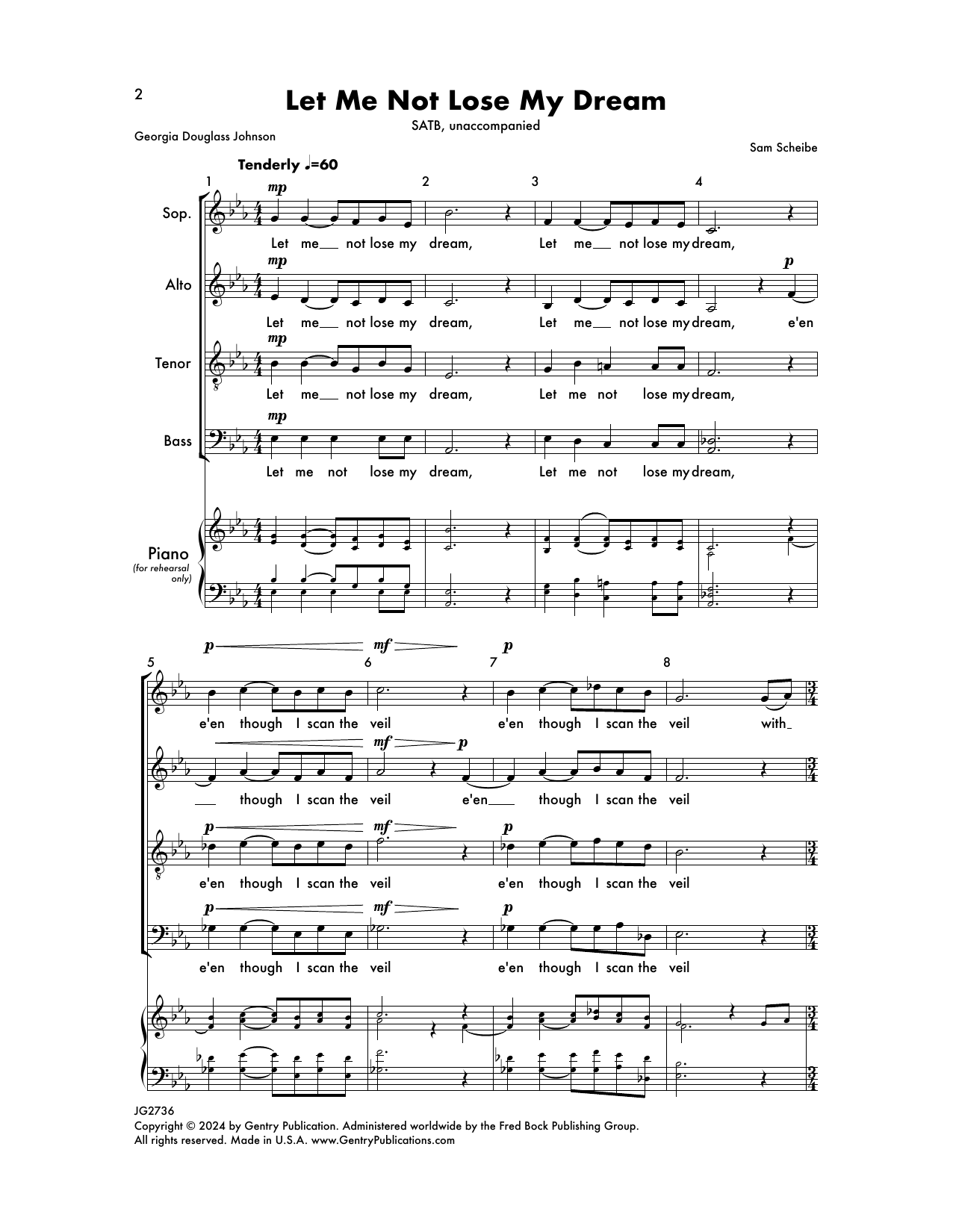 Learn to play Sam Scheibe Let Me Not Lose My Dream sheet music for SATB Choir in minutes. Price: 3.9900$ Sam Scheibe Let Me Not Lose My Dream sheet music notes and chords arranged for SATB Choir