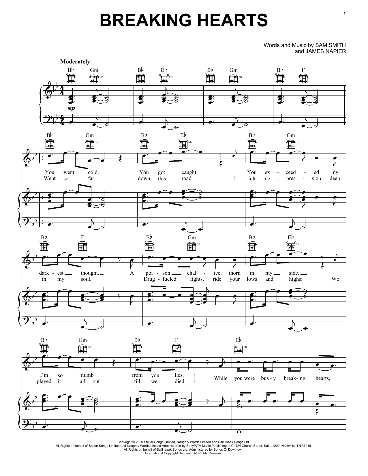 Sam Smith Breaking Hearts sheet music notes and chords. Download Printable PDF.