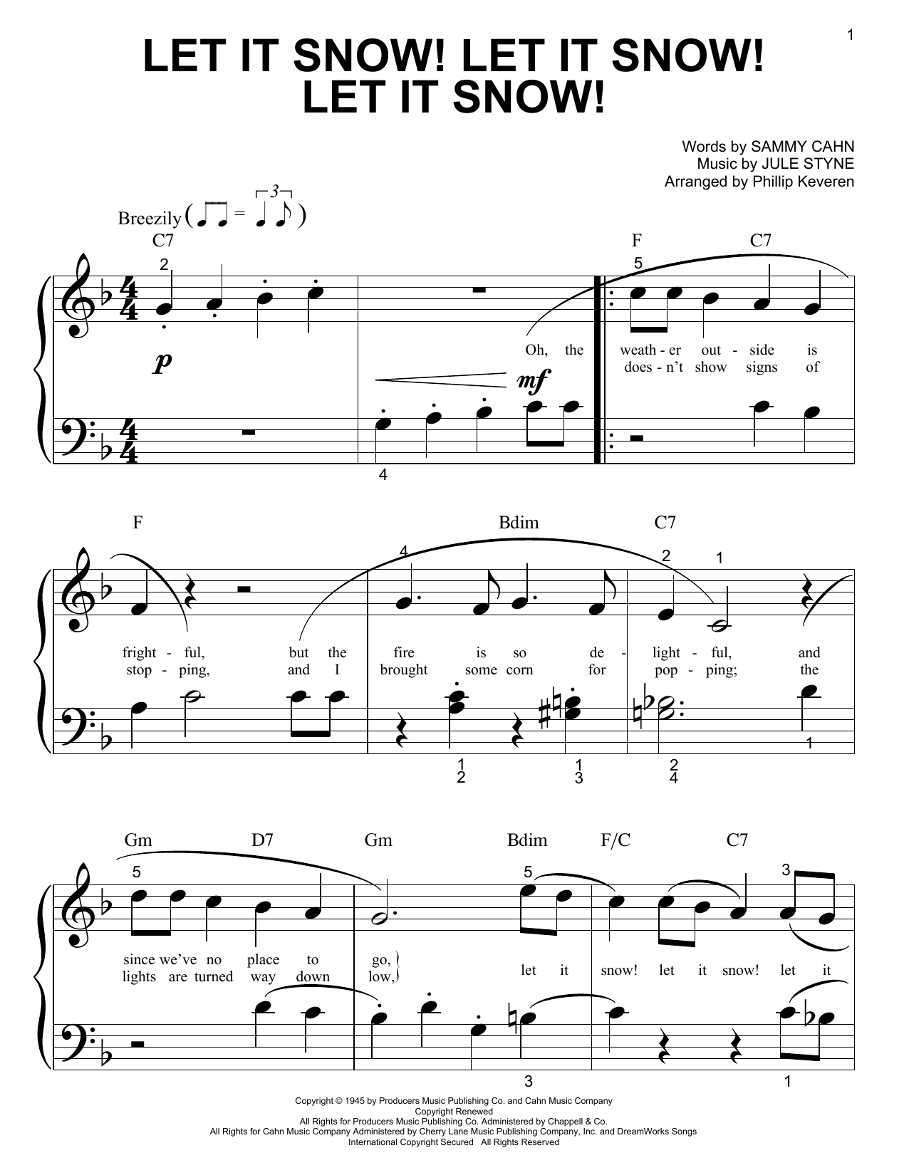 Learn to play Sammy Cahn Let It Snow! Let It Snow! Let It Snow! sheet music for Big Note Piano in minutes. Price: 6.9900$ Sammy Cahn Let It Snow! Let It Snow! Let It Snow! sheet music notes and chords arranged for Big Note Piano
