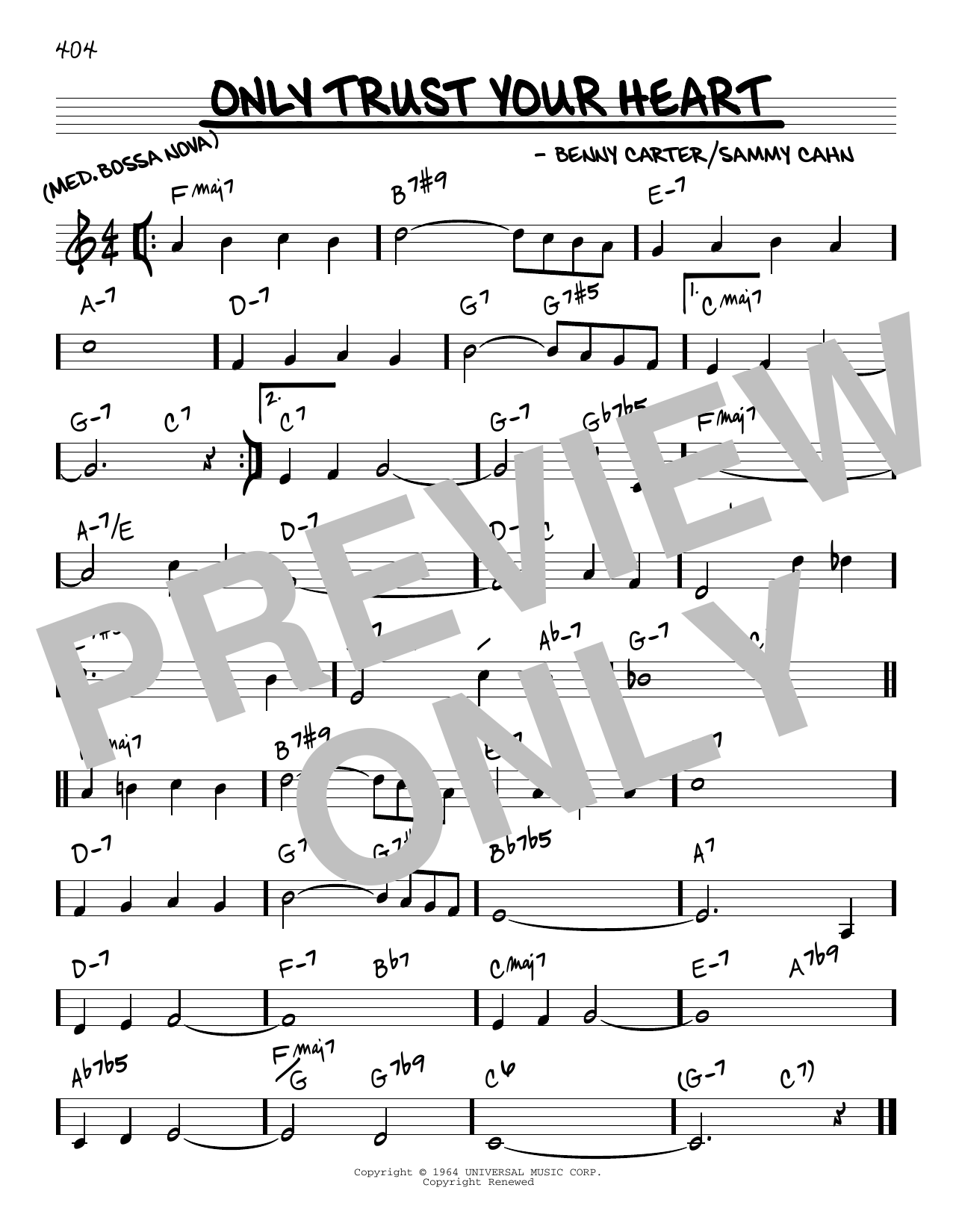Learn to play Sammy Cahn Only Trust Your Heart sheet music for Easy Lead Sheet / Fake Book in minutes. Price: 5.9900$ Sammy Cahn Only Trust Your Heart sheet music notes and chords arranged for Easy Lead Sheet / Fake Book