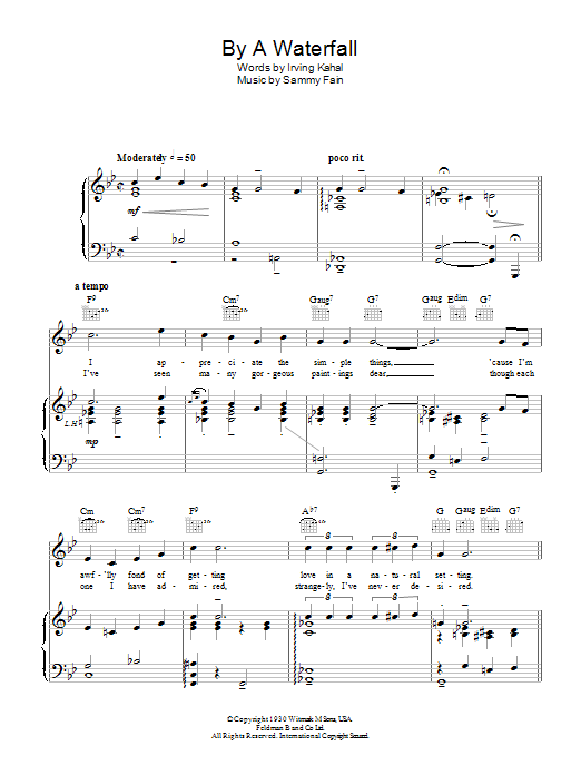 Sammy Fain By A Waterfall sheet music notes and chords. Download Printable PDF.