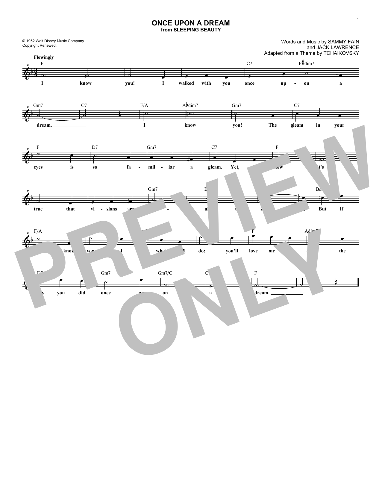 Learn to play Sammy Fain & Jack Lawrence Once Upon A Dream (from Sleeping Beauty) sheet music for Clarinet and Piano in minutes. Price: 7.8900$ Sammy Fain & Jack Lawrence Once Upon A Dream (from Sleeping Beauty) sheet music notes and chords arranged for Clarinet and Piano