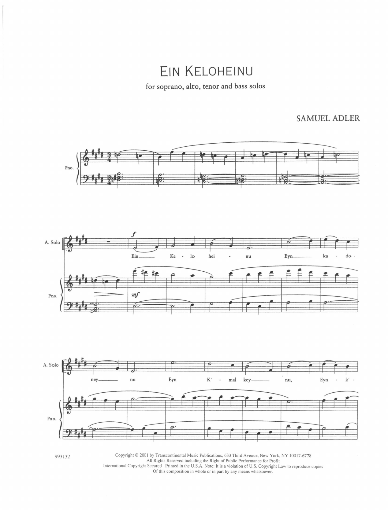Learn to play Samuel Adler Five Sephardic Choruses: Ein Keloheinu sheet music for SATB Choir in minutes. Price: 3.9900$ Samuel Adler Five Sephardic Choruses: Ein Keloheinu sheet music notes and chords arranged for SATB Choir