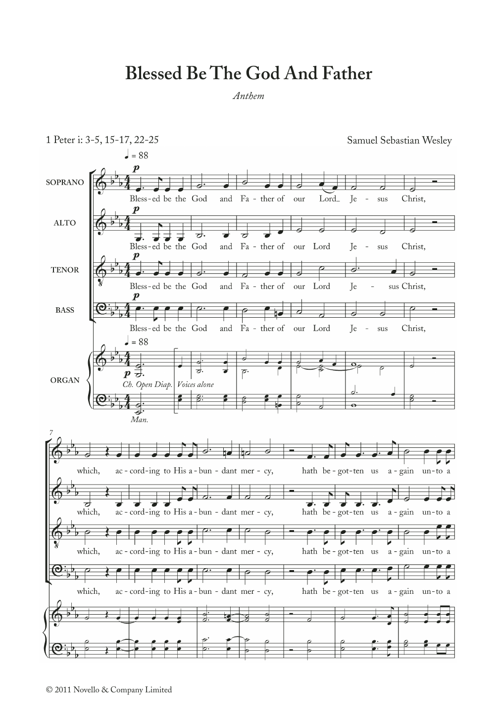 Learn to play Samuel Wesley Blessed Be The God And Father sheet music for Choir in minutes. Price: 3.9900$ Samuel Wesley Blessed Be The God And Father sheet music notes and chords arranged for Choir