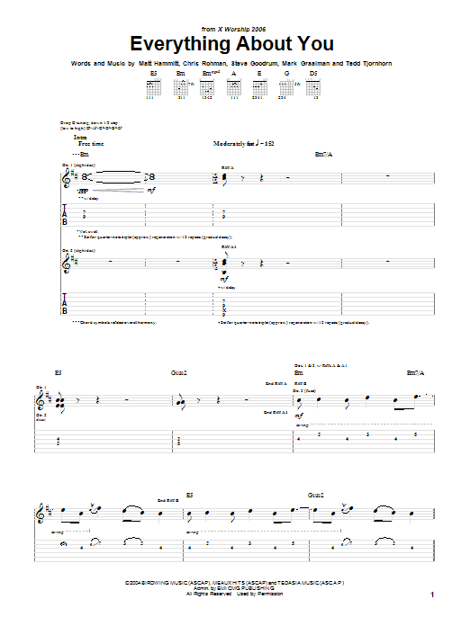 Sanctus Real Everything About You sheet music notes and chords. Download Printable PDF.