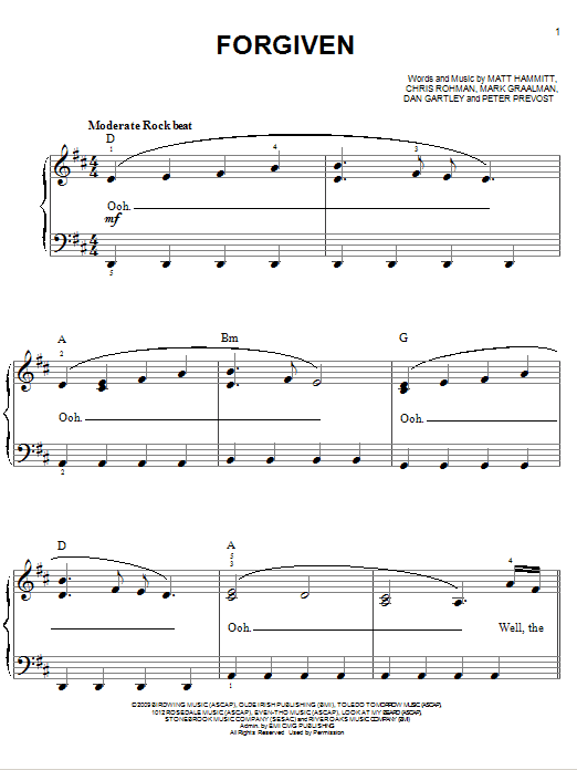 Sanctus Real Forgiven sheet music notes and chords. Download Printable PDF.