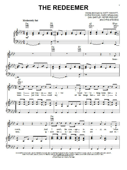 Sanctus Real The Redeemer sheet music notes and chords. Download Printable PDF.