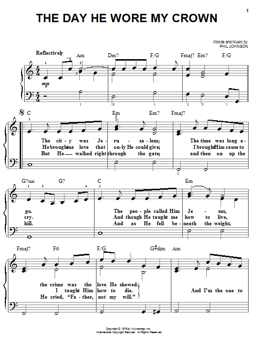 Learn to play Sandi Patty The Day He Wore My Crown sheet music for Easy Piano in minutes. Price: 6.9900$ Sandi Patty The Day He Wore My Crown sheet music notes and chords arranged for Easy Piano