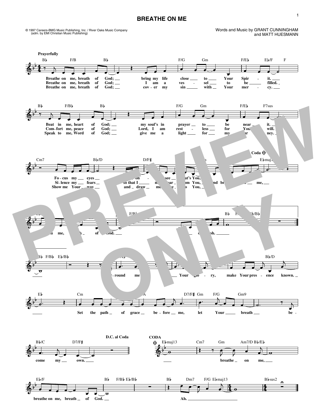 Sandi Patty Breathe On Me sheet music notes and chords arranged for Lead Sheet / Fake Book