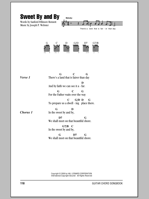 Learn to play Sanford Fillmore Bennett Sweet By And By sheet music for Guitar Chords/Lyrics in minutes. Sanford Fillmore Bennett Sweet By And By sheet music notes and chords. Download Printable PDF.