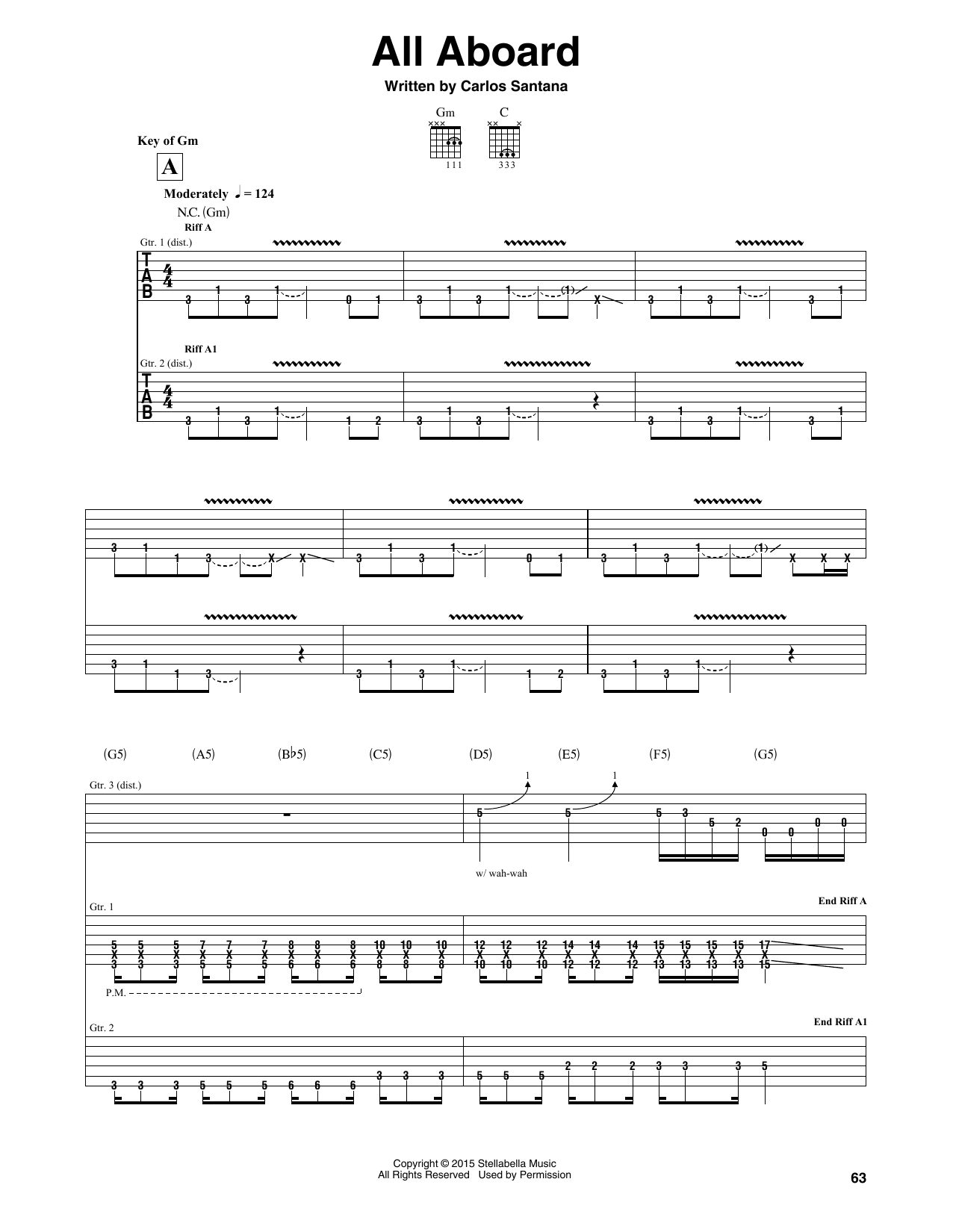 Santana All Aboard sheet music notes and chords. Download Printable PDF.