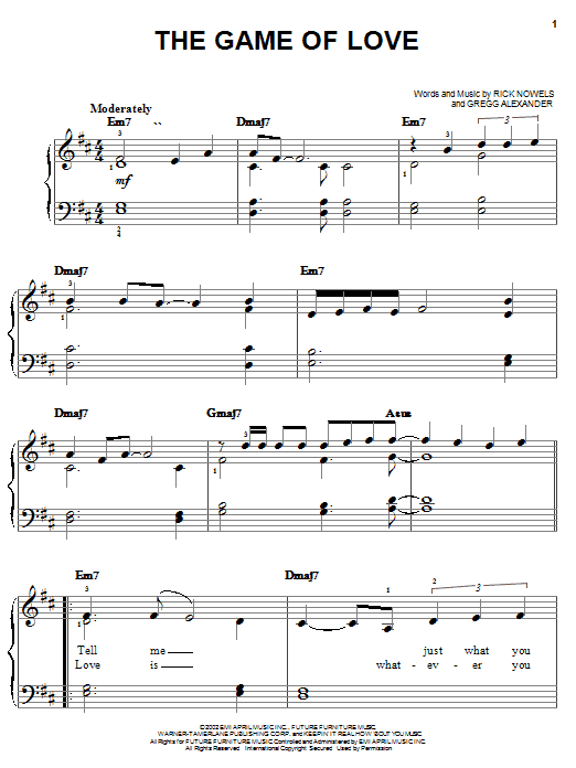 Santana featuring Michelle Branch The Game Of Love sheet music notes and chords. Download Printable PDF.