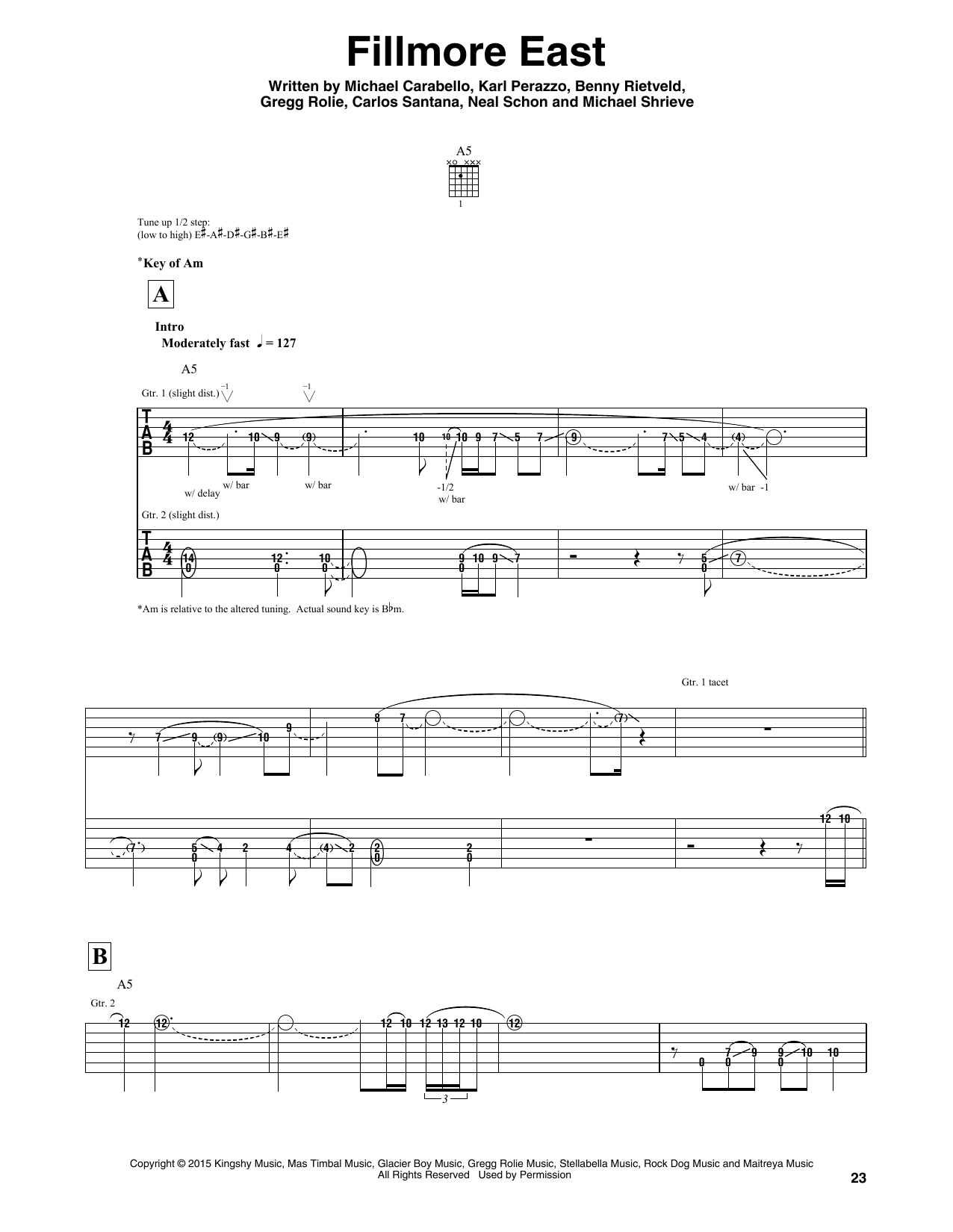 Santana Fillmore East sheet music notes and chords. Download Printable PDF.