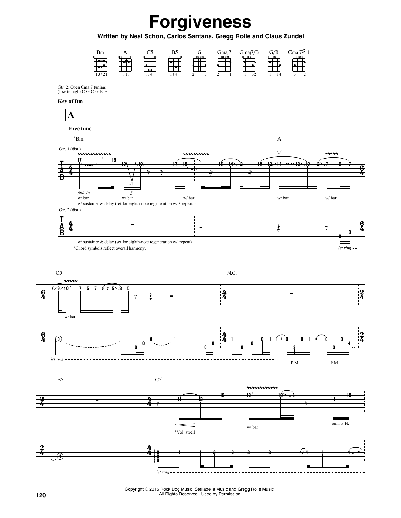 Santana Forgiveness sheet music notes and chords. Download Printable PDF.