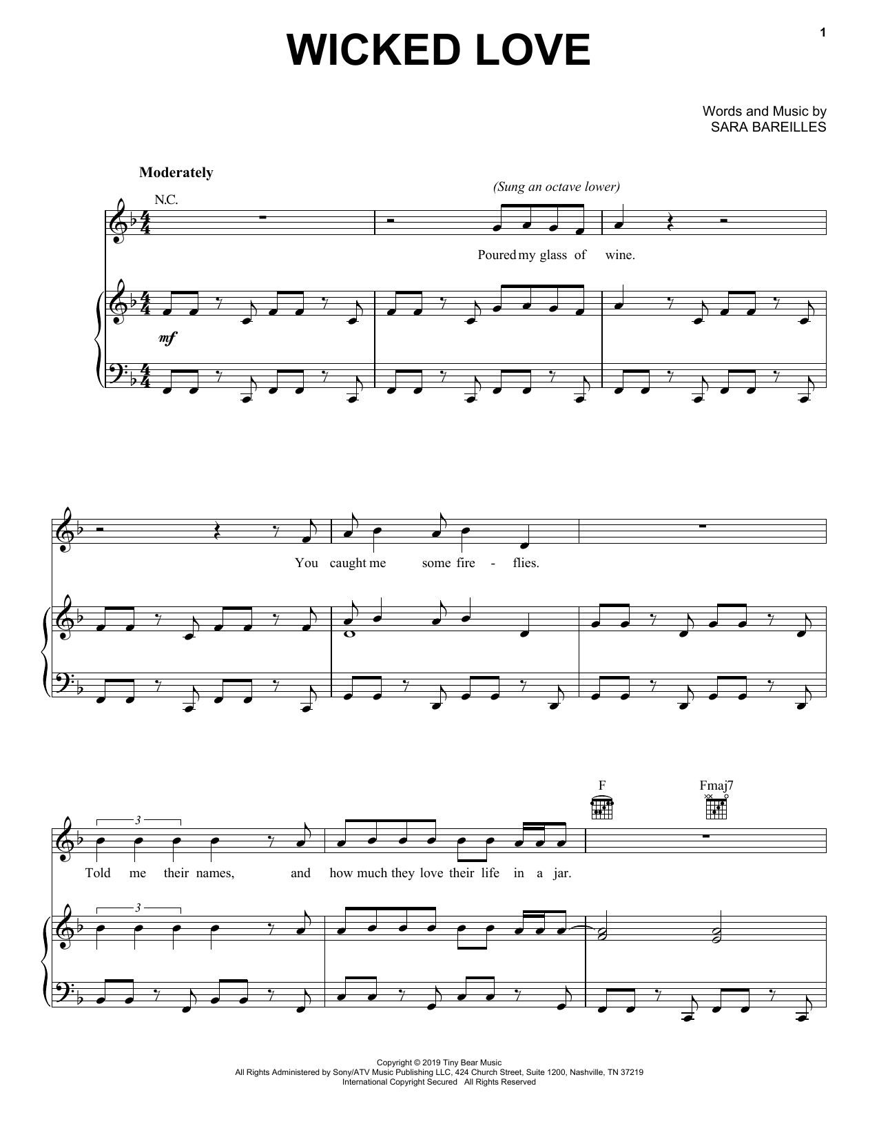 Download Sara Bareilles Wicked Love Sheet Music And Pdf Chords Piano