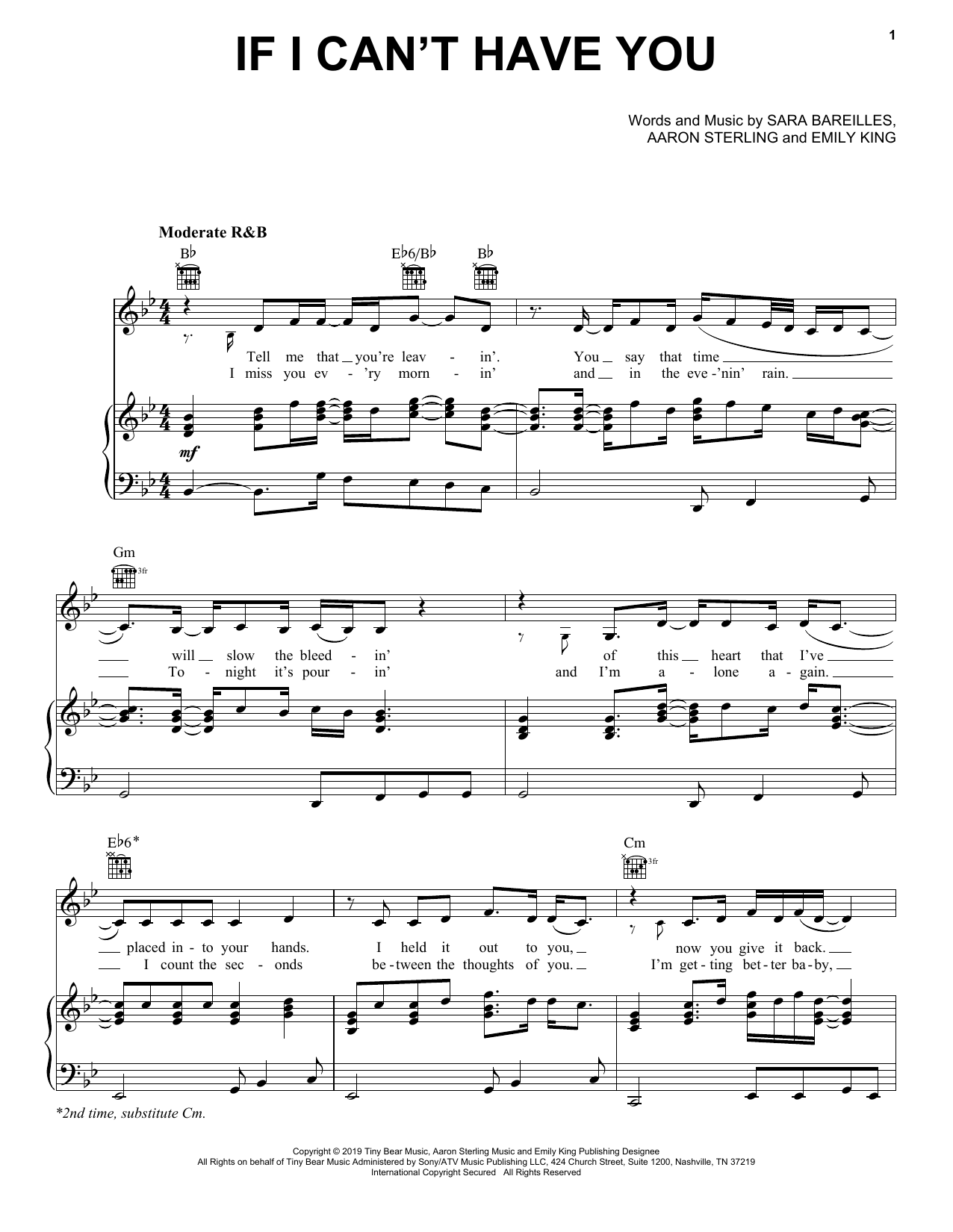 Sara Bareilles If I Can T Have You Sheet Music Pdf Notes Chords
