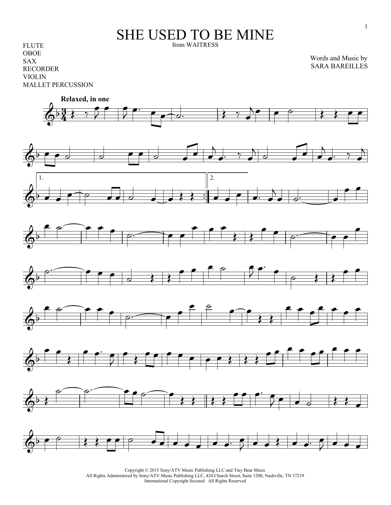 Learn to play Sara Bareilles She Used To Be Mine (from Waitress) sheet music for Instrumental Solo – Bass Clef in minutes. Sara Bareilles She Used To Be Mine (from Waitress) sheet music notes and chords. Download Printable PDF.