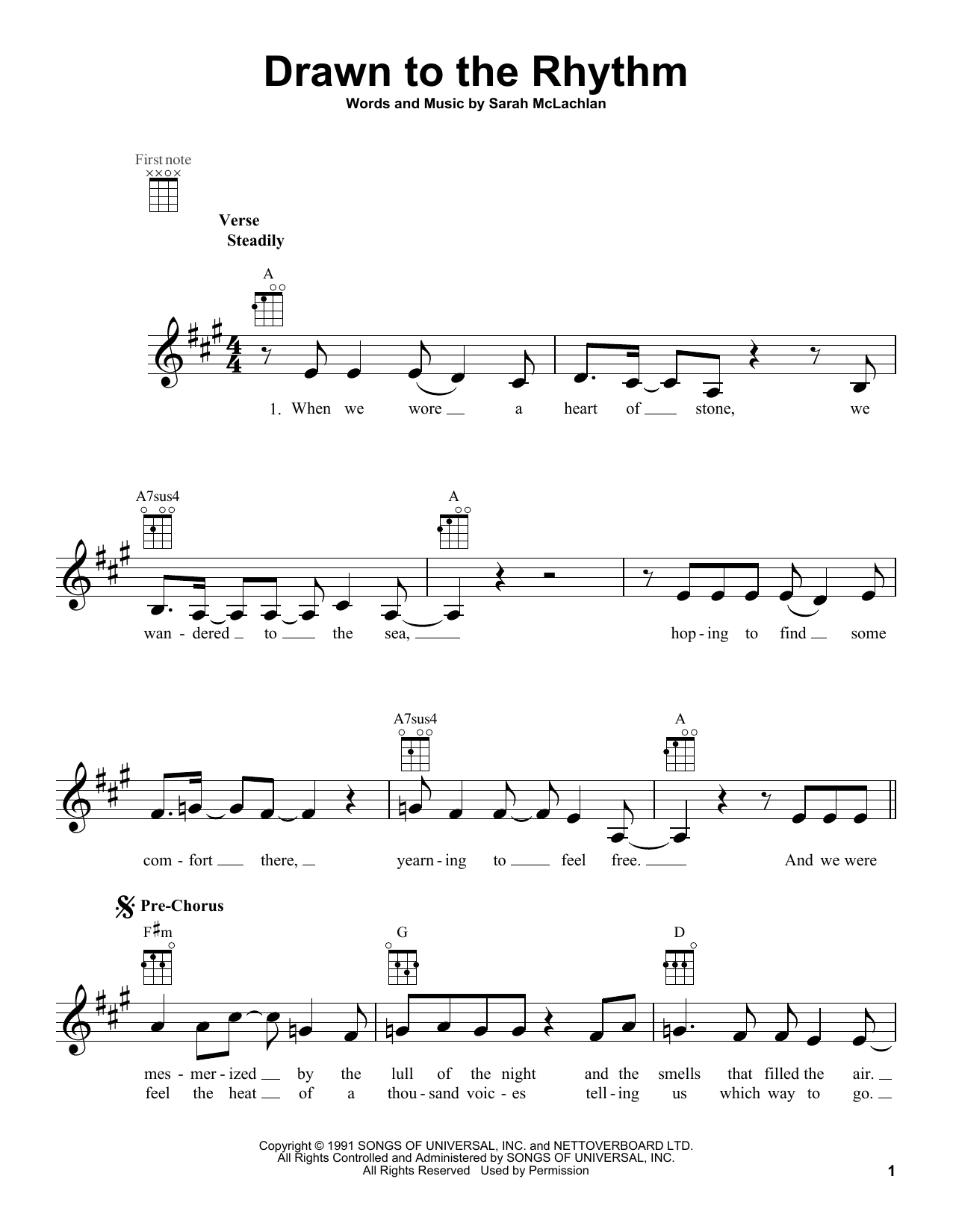 Learn to play Sarah McLachlan Drawn To The Rhythm sheet music for Easy Piano in minutes. Price: 6.9900$ Sarah McLachlan Drawn To The Rhythm sheet music notes and chords arranged for Easy Piano