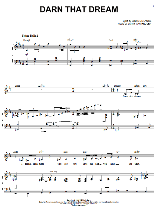 Sarah Vaughan Darn That Dream sheet music notes and chords. Download Printable PDF.