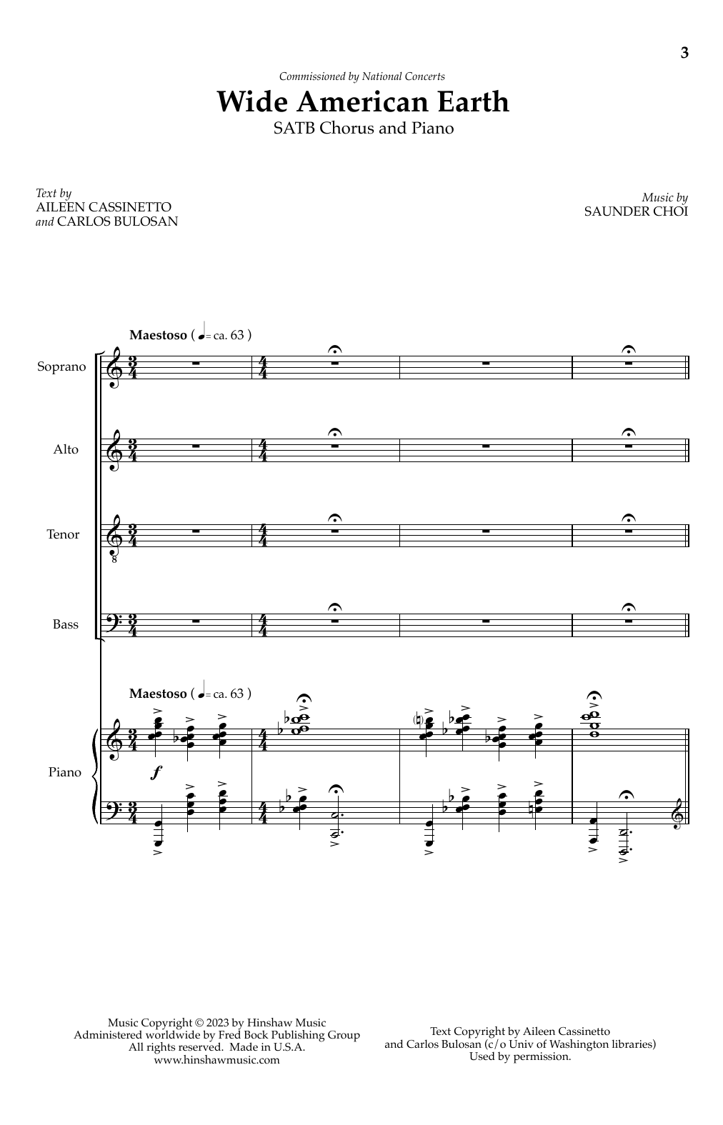 Saunder Choi Wide American Earth sheet music notes and chords. Download Printable PDF.