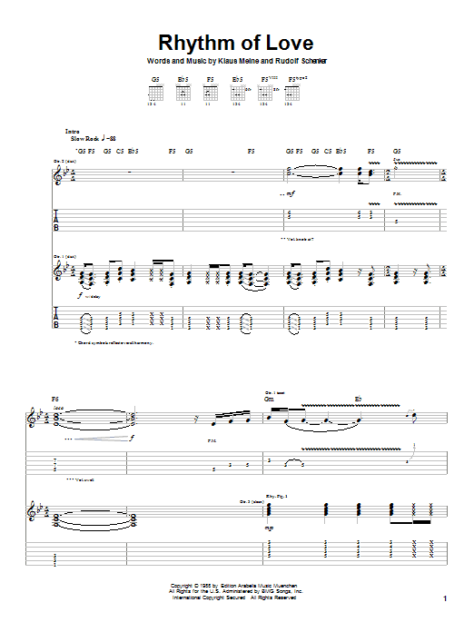 Learn to play Scorpions Rhythm Of Love sheet music for Guitar Tab in minutes. Price: 7.7900$ Scorpions Rhythm Of Love sheet music notes and chords. Download Printable PDF.