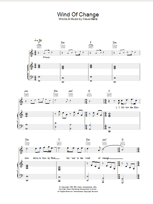 Scorpions Wind Of Change sheet music notes and chords. Download Printable PDF.