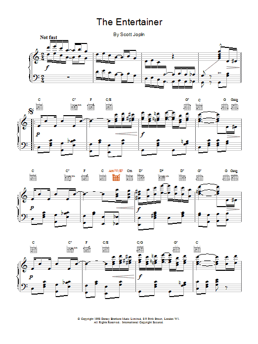 Scott Joplin The Entertainer sheet music notes and chords. Download Printable PDF.